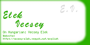 elek vecsey business card